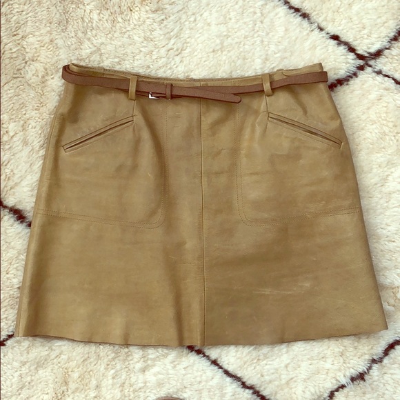 Joie Tan Leather Mini Skirt - Picture 1 of 4